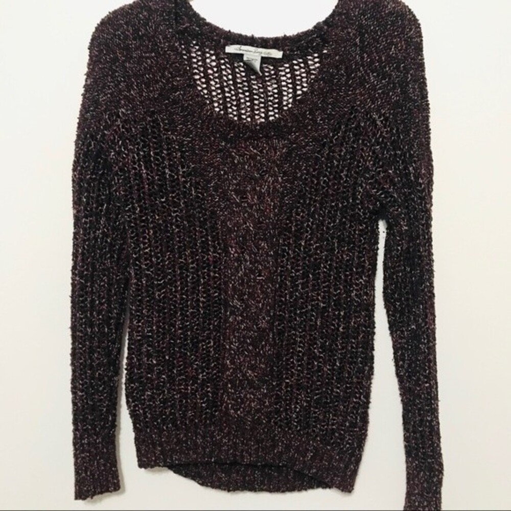 American Rag burgundy sweater long sleeve knit sweater relax fit size S